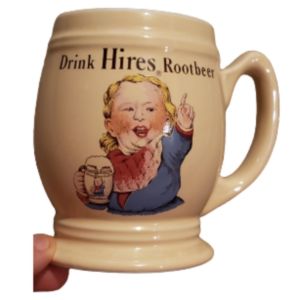 Hires Rootbeer Retro Drink Mug Crush USA Advertising Coffee Mug Cream Pre-owned